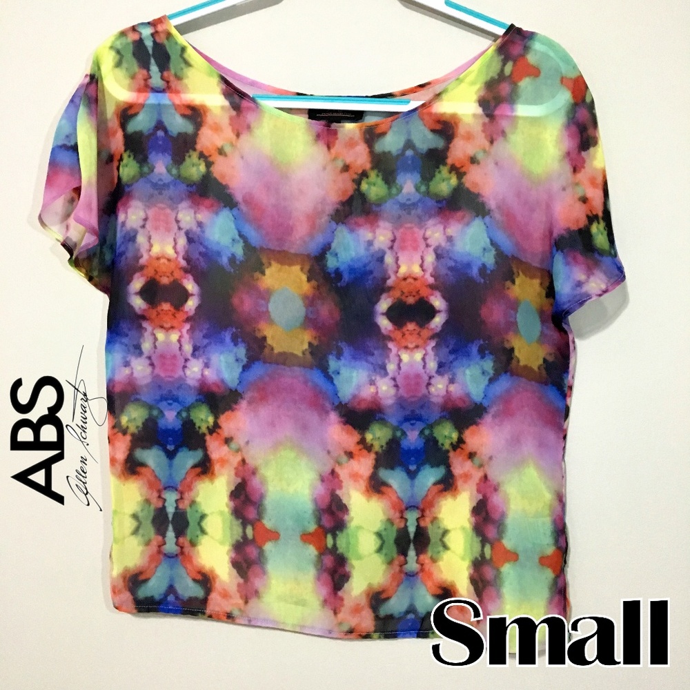 ABS Allen Schwartz Multi Color Tie Dye Effect Top